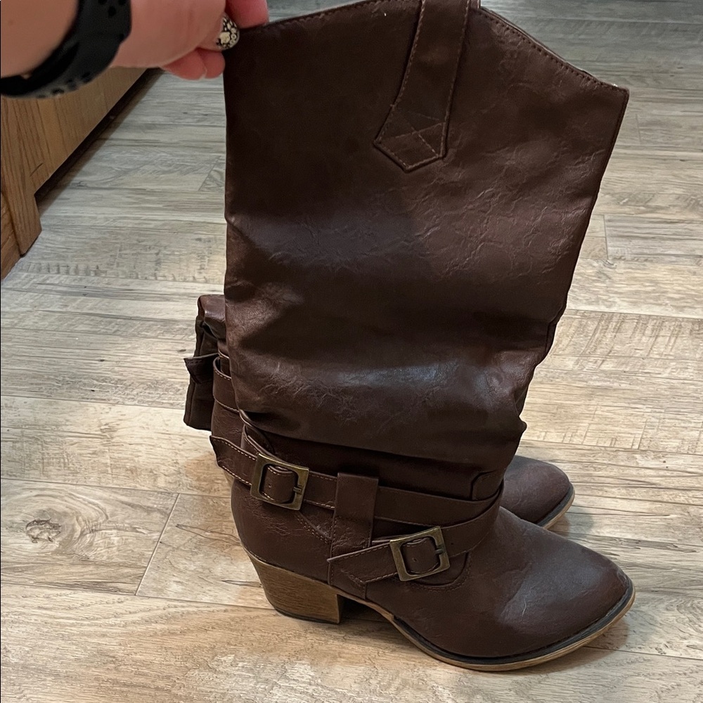 Vanity Dark Brown Heeled Boots with Buckles
